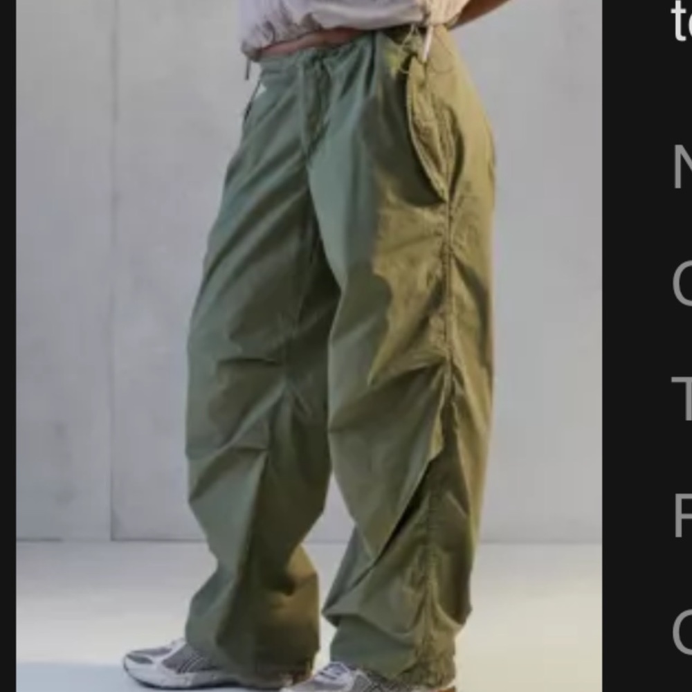 Green parachute pants